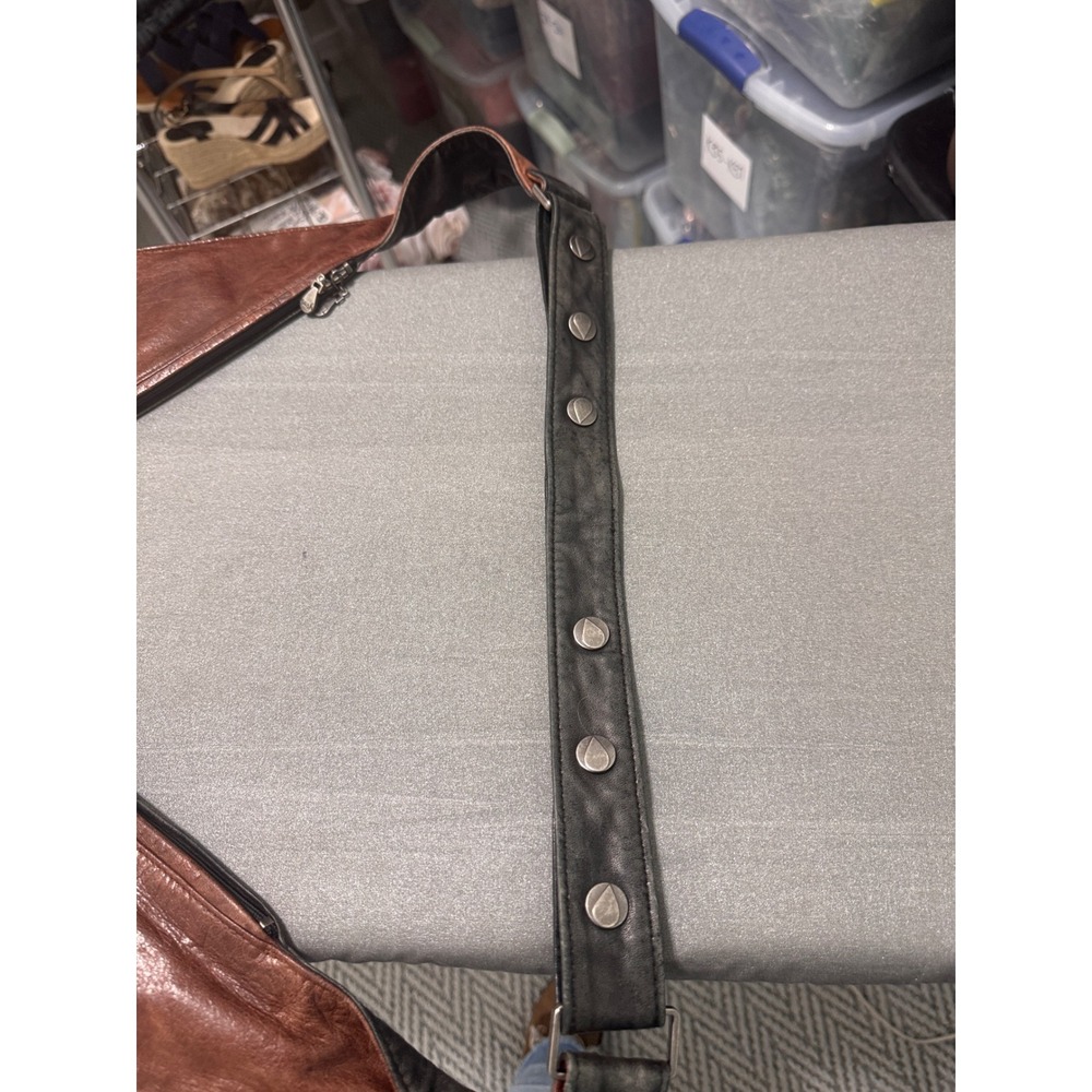 Sash Genuine Leather Shoulder Bag Brown Distressed Hobo Style - Picture 14 of 14